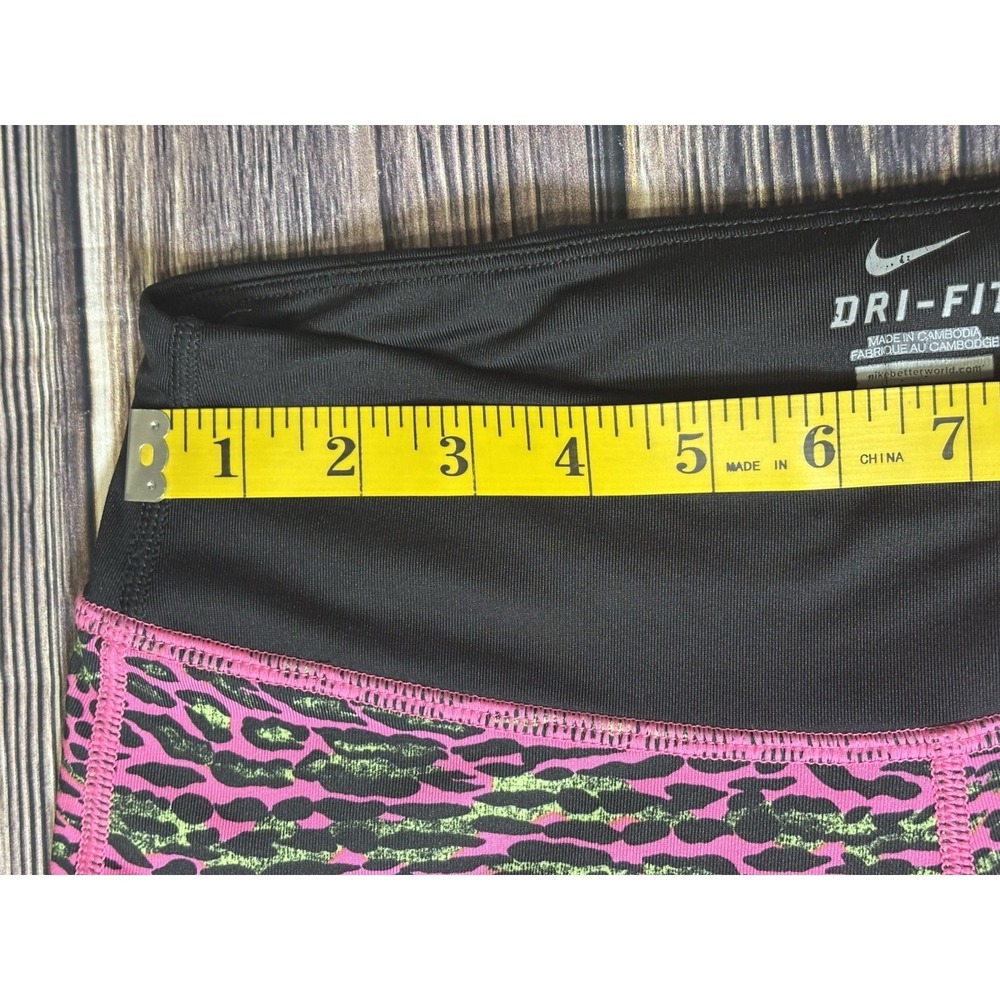 Nike Dri-FIT Womens S Pink Animal Print Running Leggings Workout Crop Pants - Picture 8 of 15